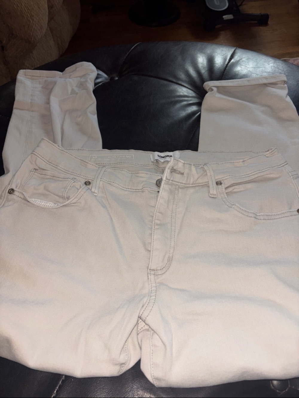 Sonoma Girlfriend Jeans in Light Gray almost Ivory